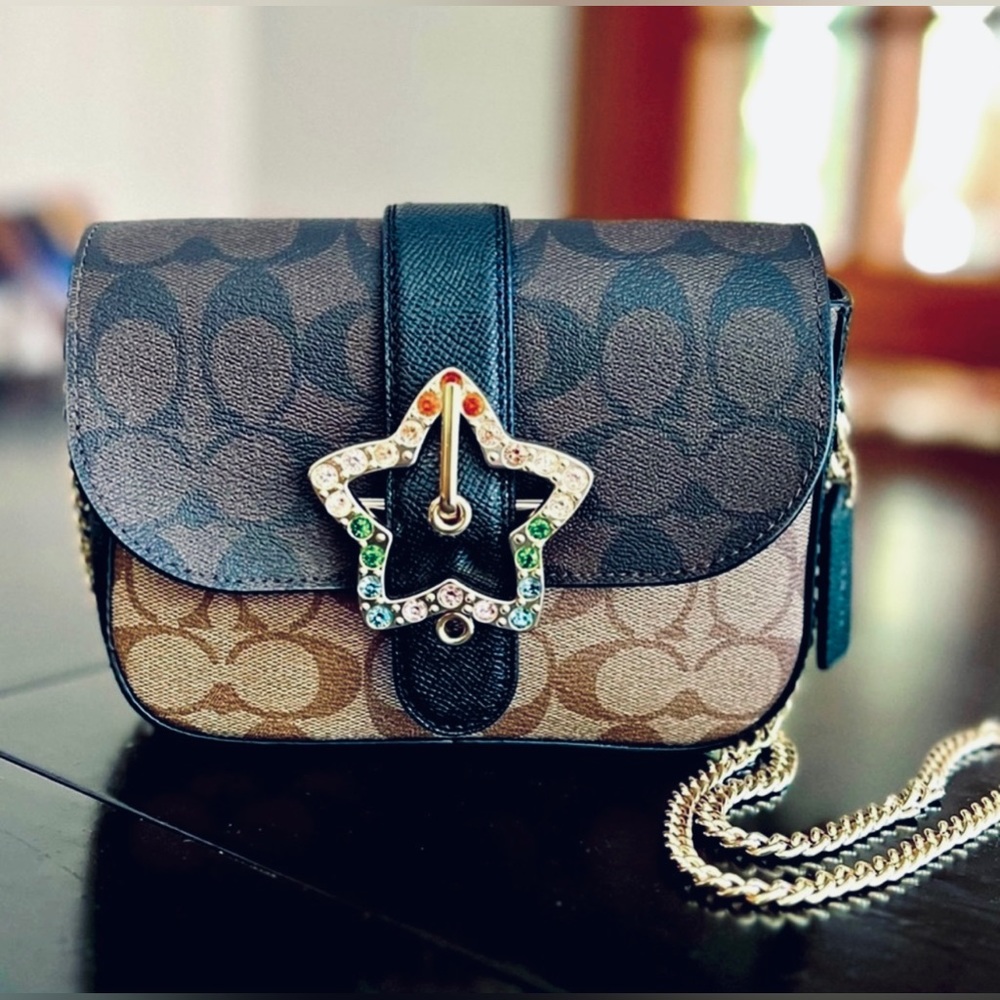 Coach Gemma Crossbody In Blocked Signature Canvas With Star Buckle